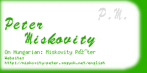 peter miskovity business card